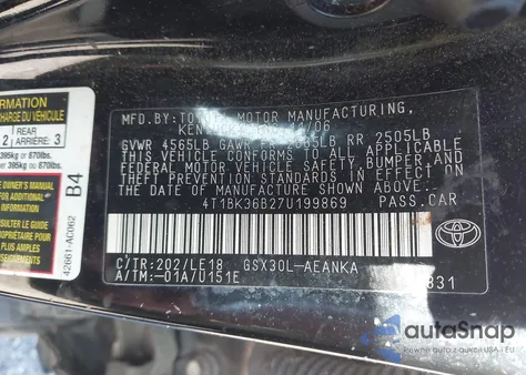 2007 Toyota Avalon Touring from USA, damaged, VIN 4T1BK36B27U199869